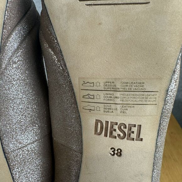 DIESEL Womens High Heels Sparkle Metallic Pink Slip On Career Pump Shoes US 7 38 - Picture 13 of 13